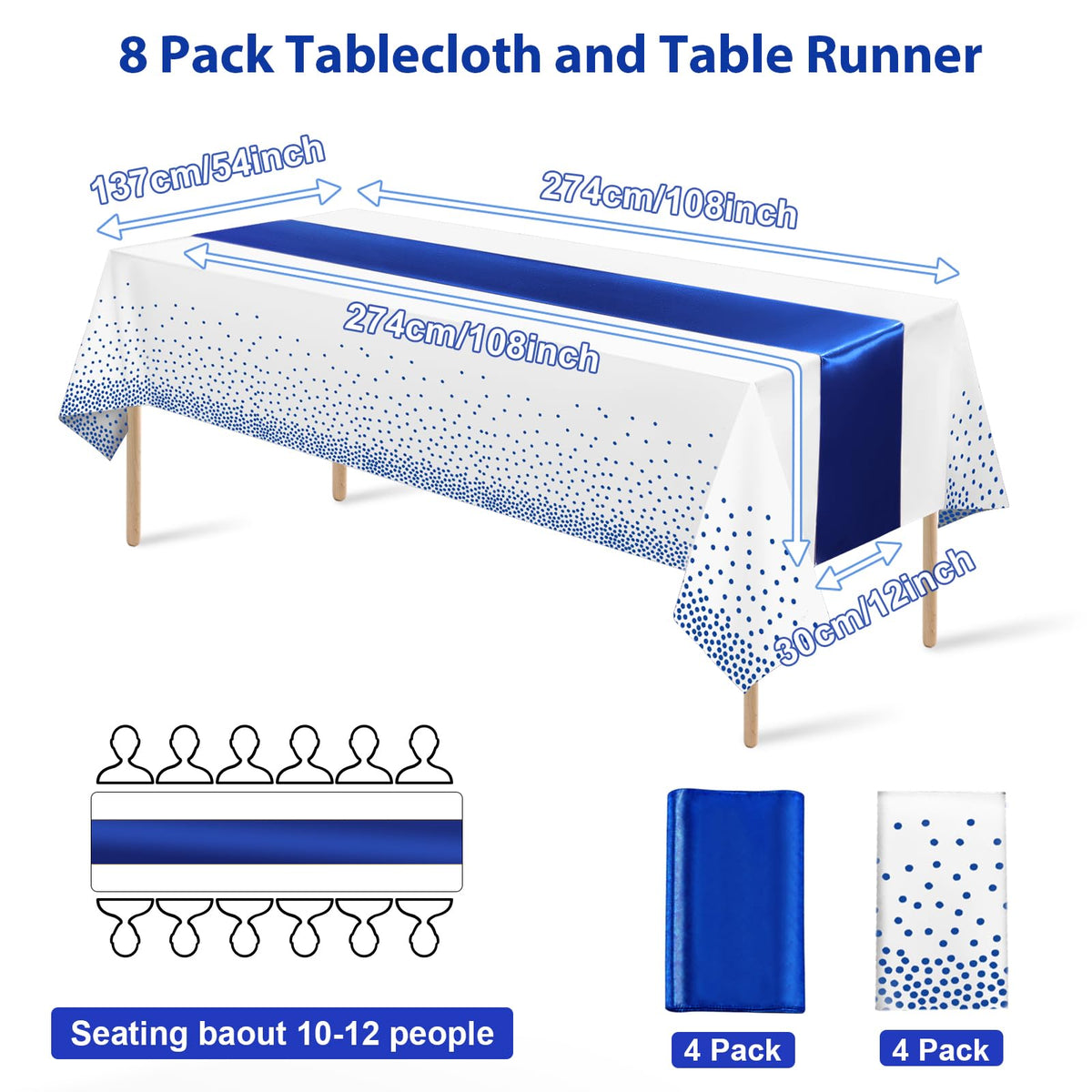 MASHAN blue satin table runner shows silky texture for elegant tables