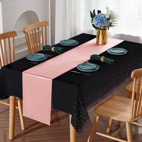 MASHAN closeup of rose-gold foil dots shows durable, glossy tablecloth finish.