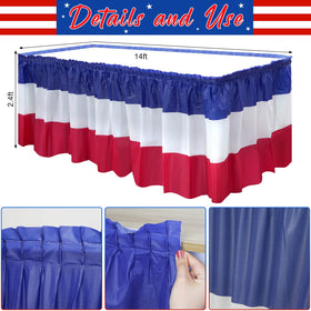 MASHAN disposable patriotic table skirt provides fast, mess-free party prep