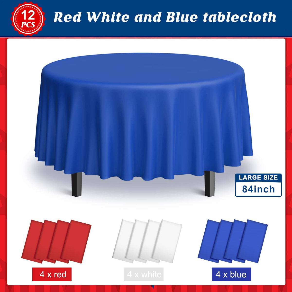 MASHAN Independence Day round tablecloth adds color while protecting surfaces