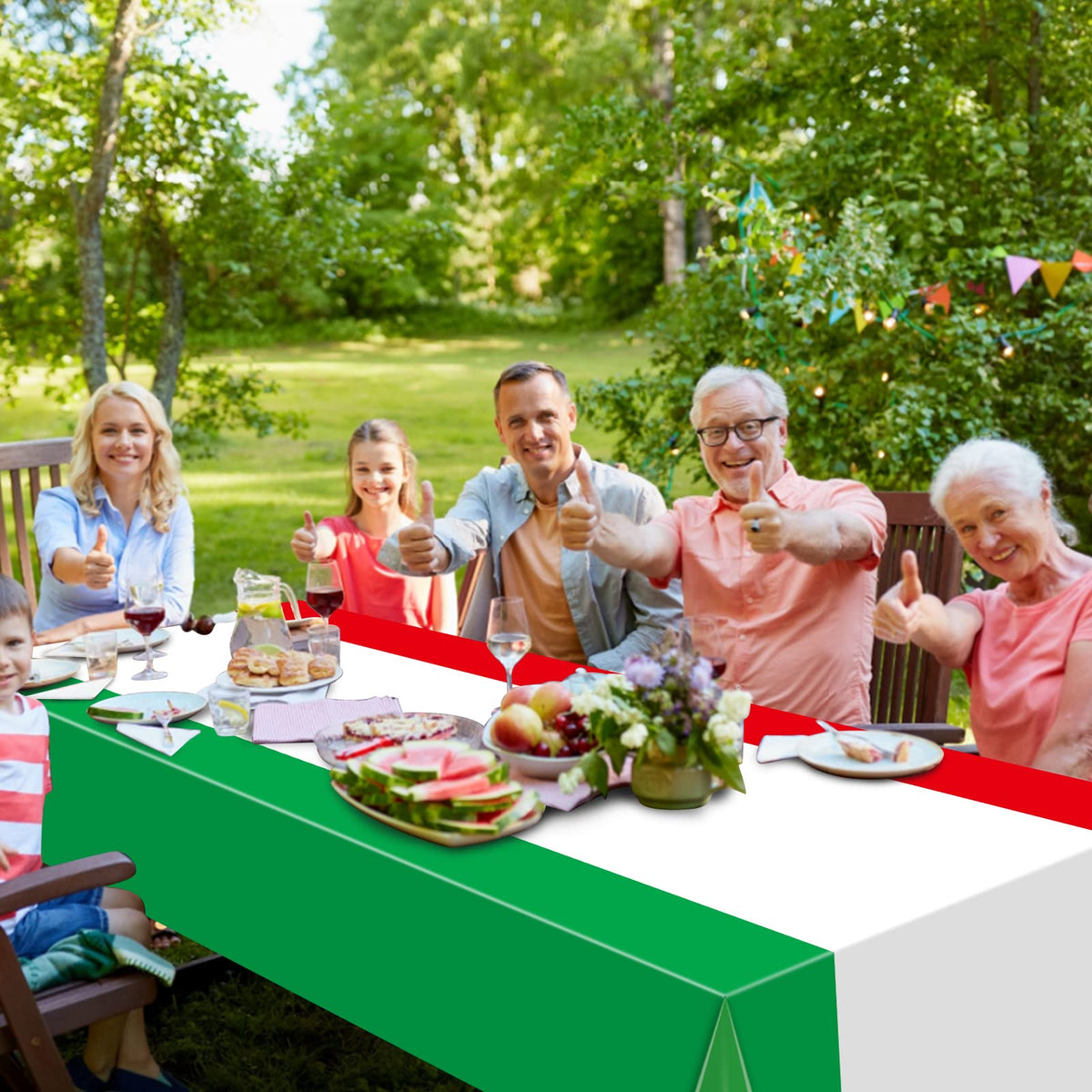 Mashan Italian flag tablecloth suits daily meals and seasonal events alike.