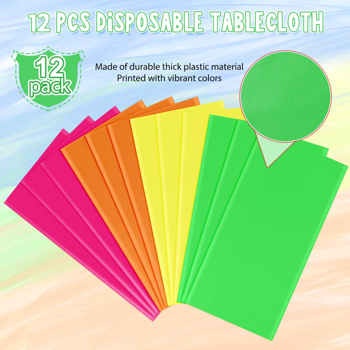 MASHAN neon tablecloth green 54x108 enhances glow party setups