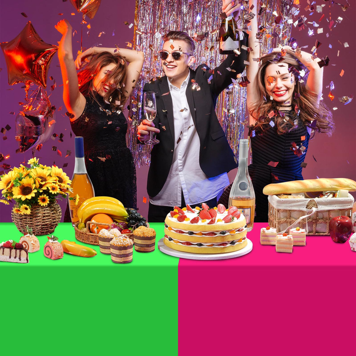 MASHAN neon tablecloth tear-resistant material withstands busy parties