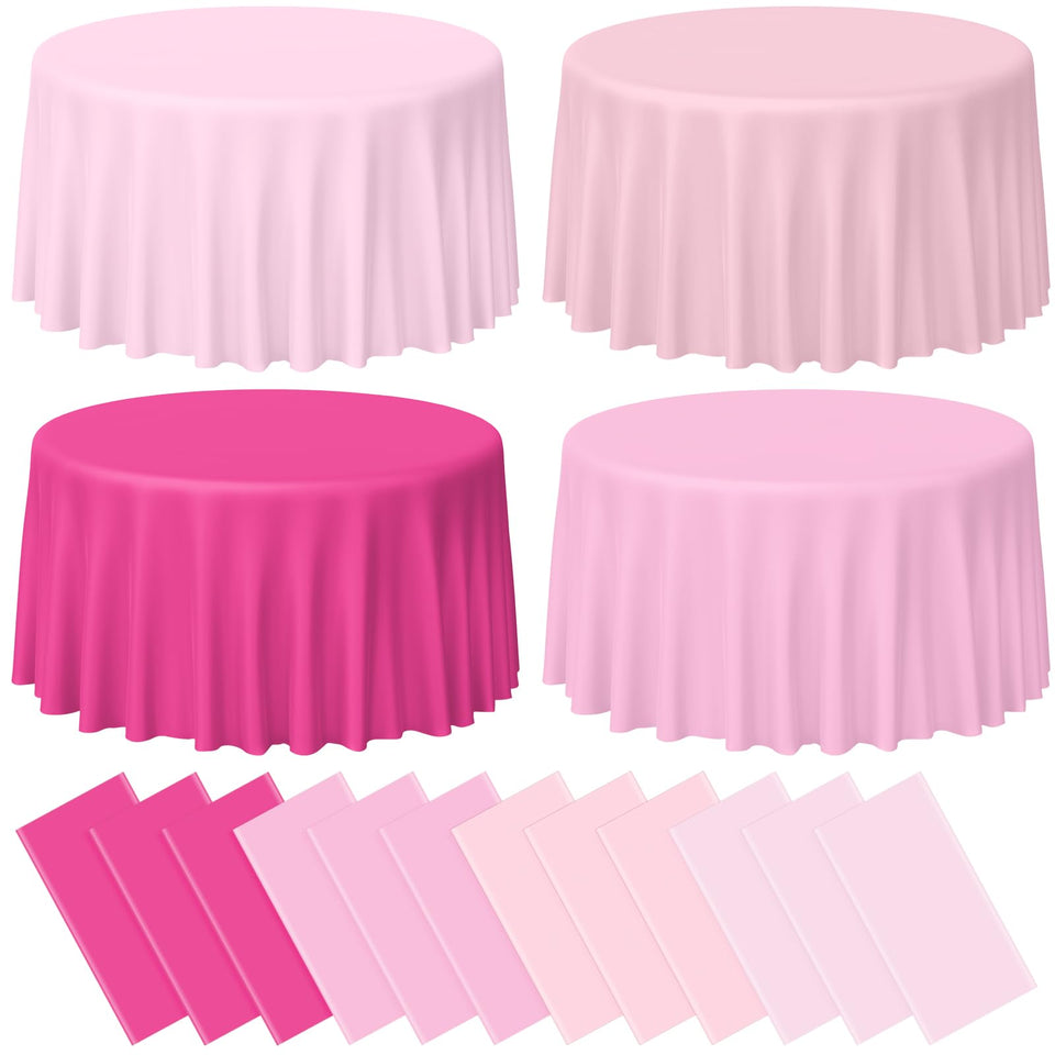 MASHAN pastel pink round tablecloth 84-inch collection displays soft hues for elegant celebrations.