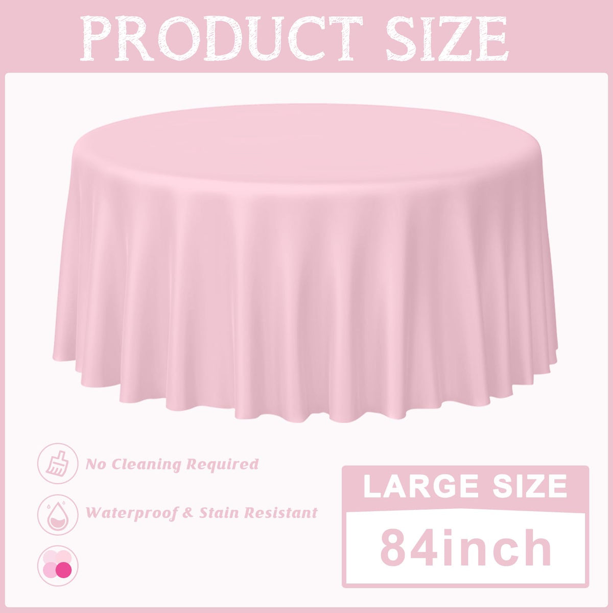 MASHAN pastel pink round tablecloth 84-inch collection highlights multiple pink shades for versatile decor.
