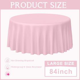 MASHAN pastel pink round tablecloth 84-inch collection highlights multiple pink shades for versatile decor.