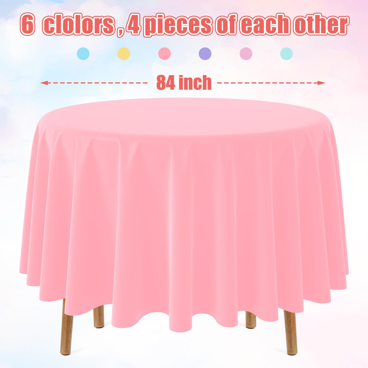 MASHAN pastel round tablecloth light blue on a decorated table
