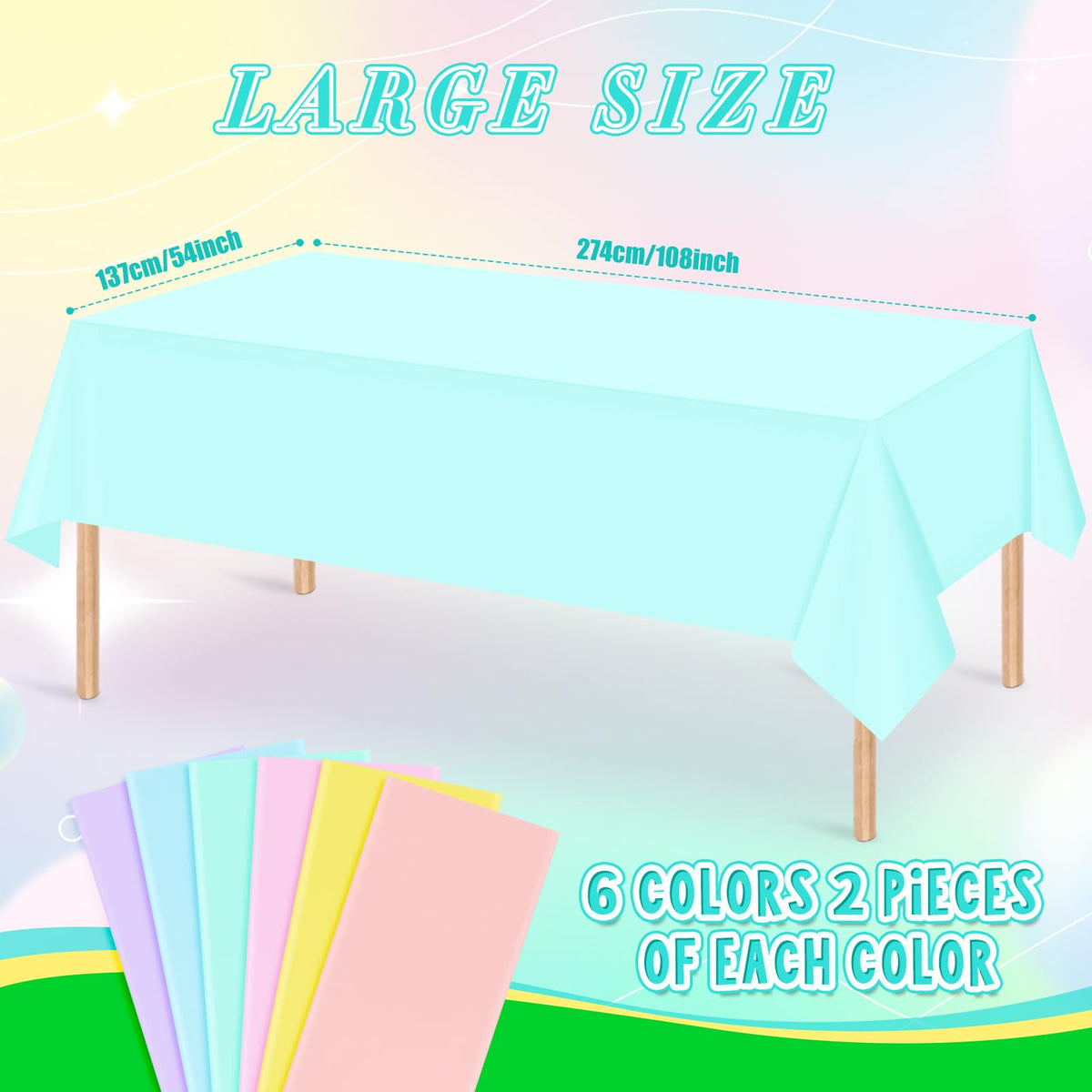 MASHAN purple pastel tablecloth roll-out on table for elegant look