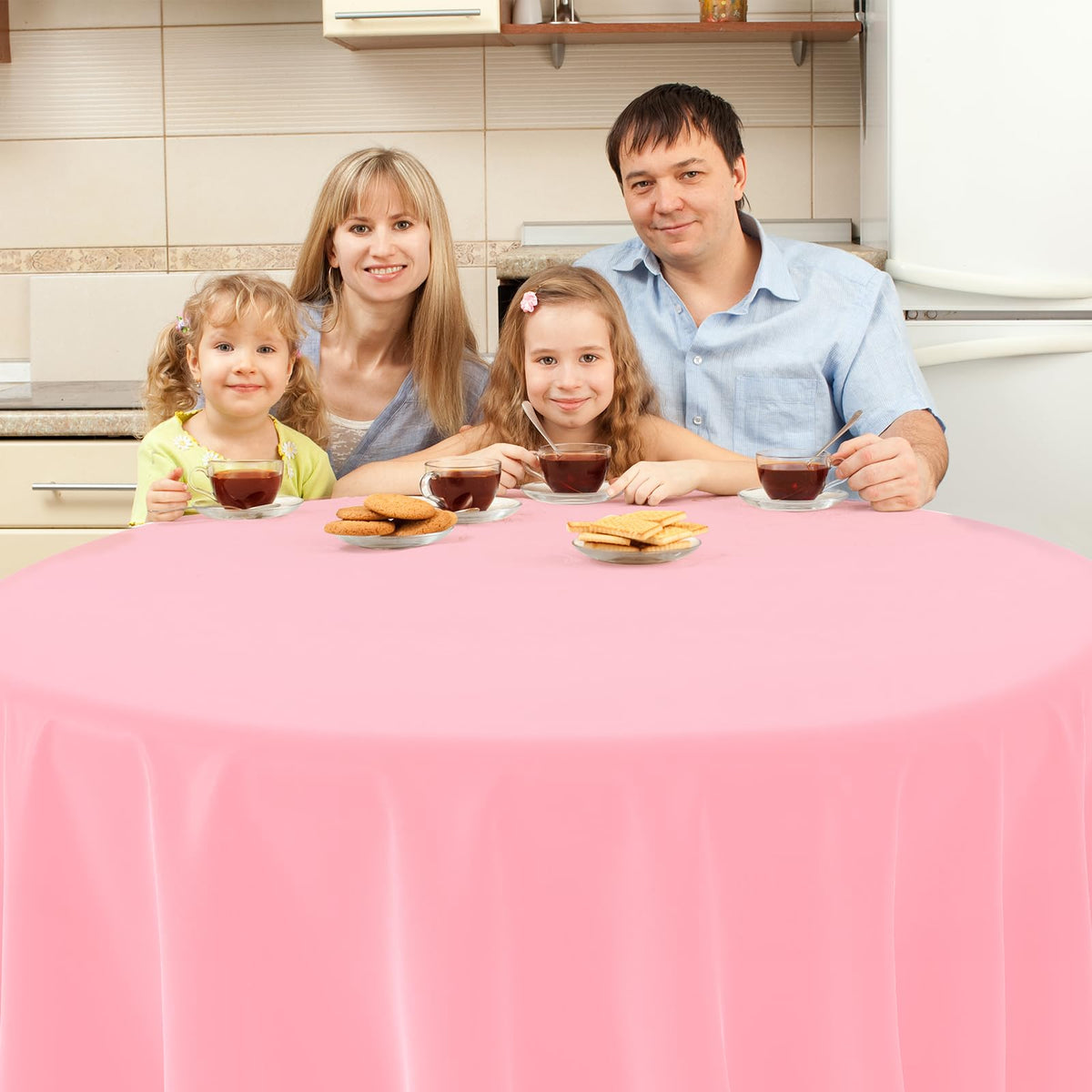 MASHAN pastel tablecloth round 84in easter-party-display, doubles as dust cover and table protection.