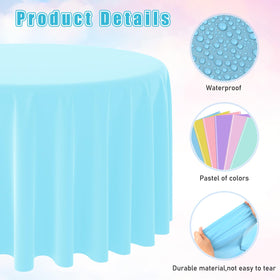 MASHAN pastel tablecloth round 84in light-purple, adds colorful backdrop for festive occasions.