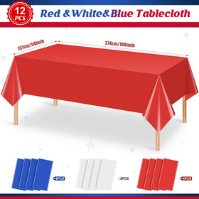 MASHAN red white blue disposable tablecloths provide waterproof surface protection for parties.