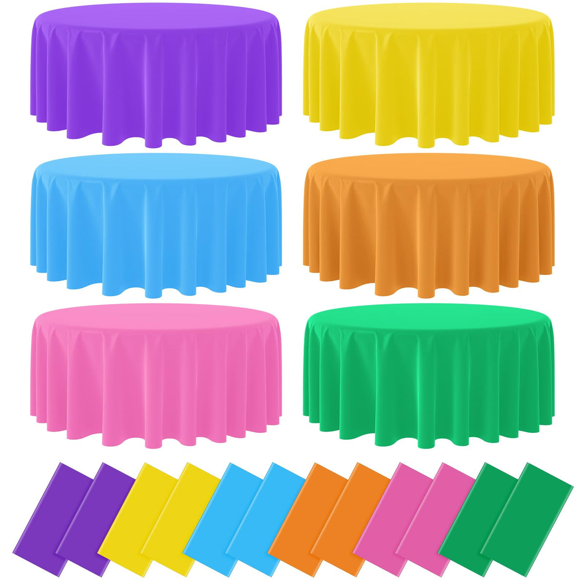 MASHAN round fiesta tablecloths, 84-inch, 12-pack, ideal for Cinco de Mayo celebrations.