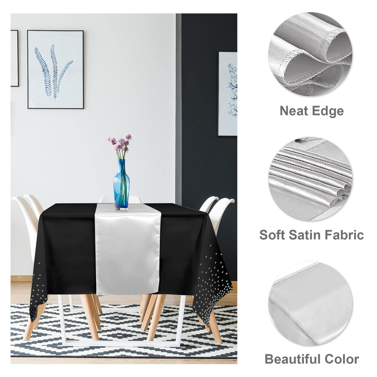 MASHAN 54x108 inch tablecloth fits standard banquet tables