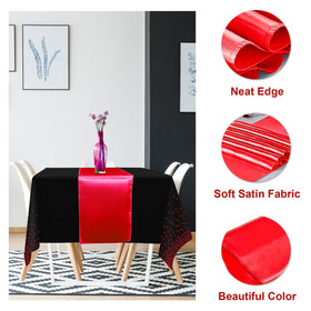 MASHAN waterproof PEVA tablecloth detail resists spills while maintaining shine.