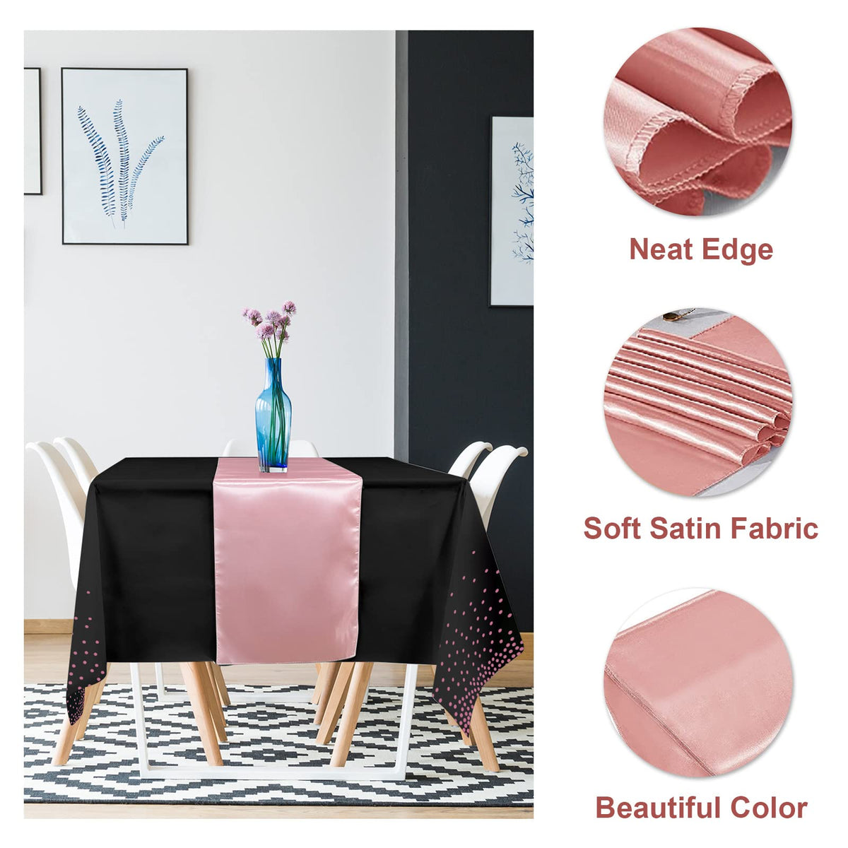 MASHAN waterproof PEVA tablecloth protects surfaces during messy meals.