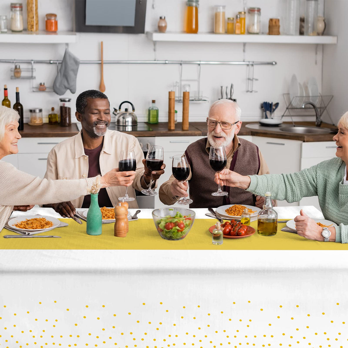 MASHAN waterproof PEVA tablecloth keeps spills contained and cleanup quick