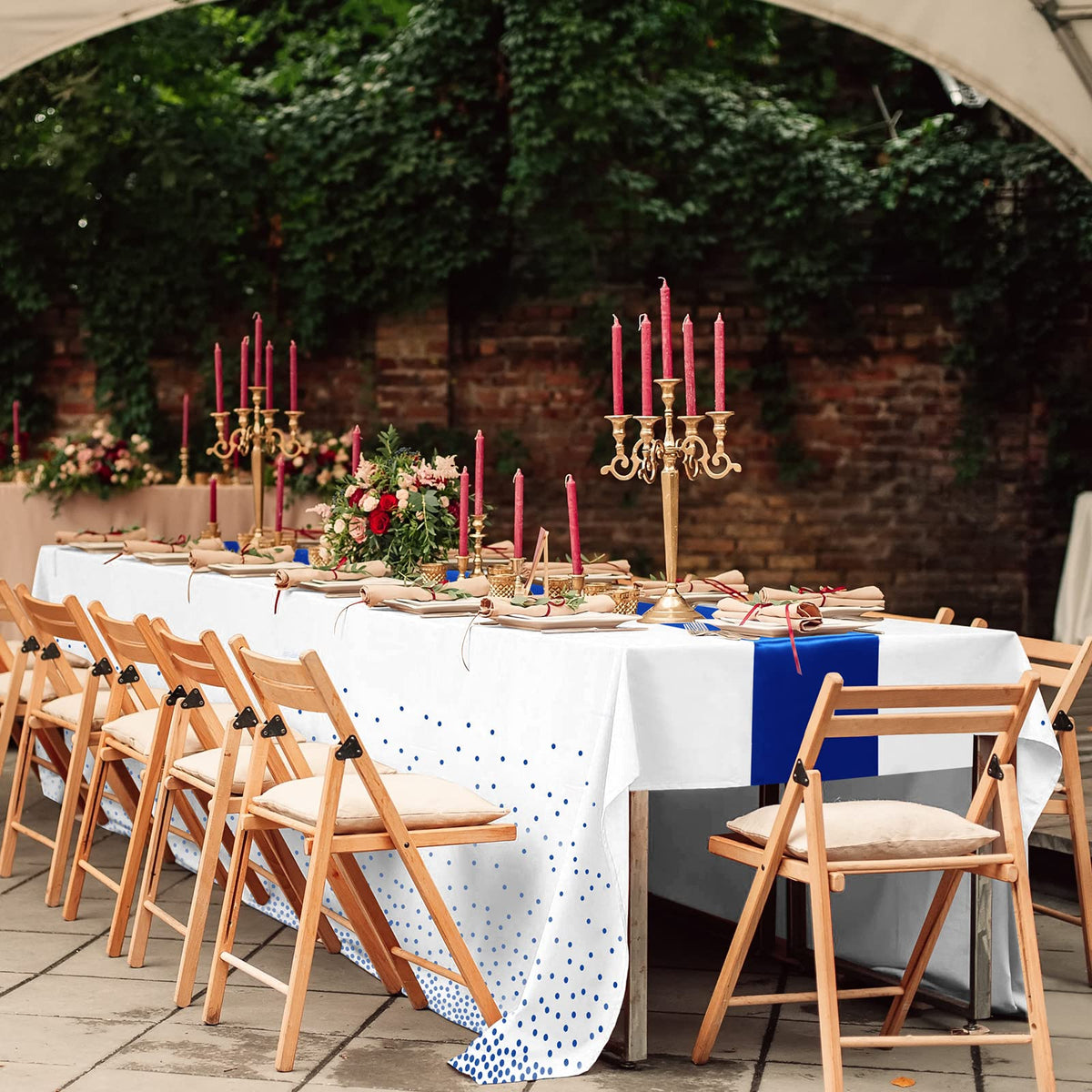 MASHAN wedding reception decor with disposable tablecloth options