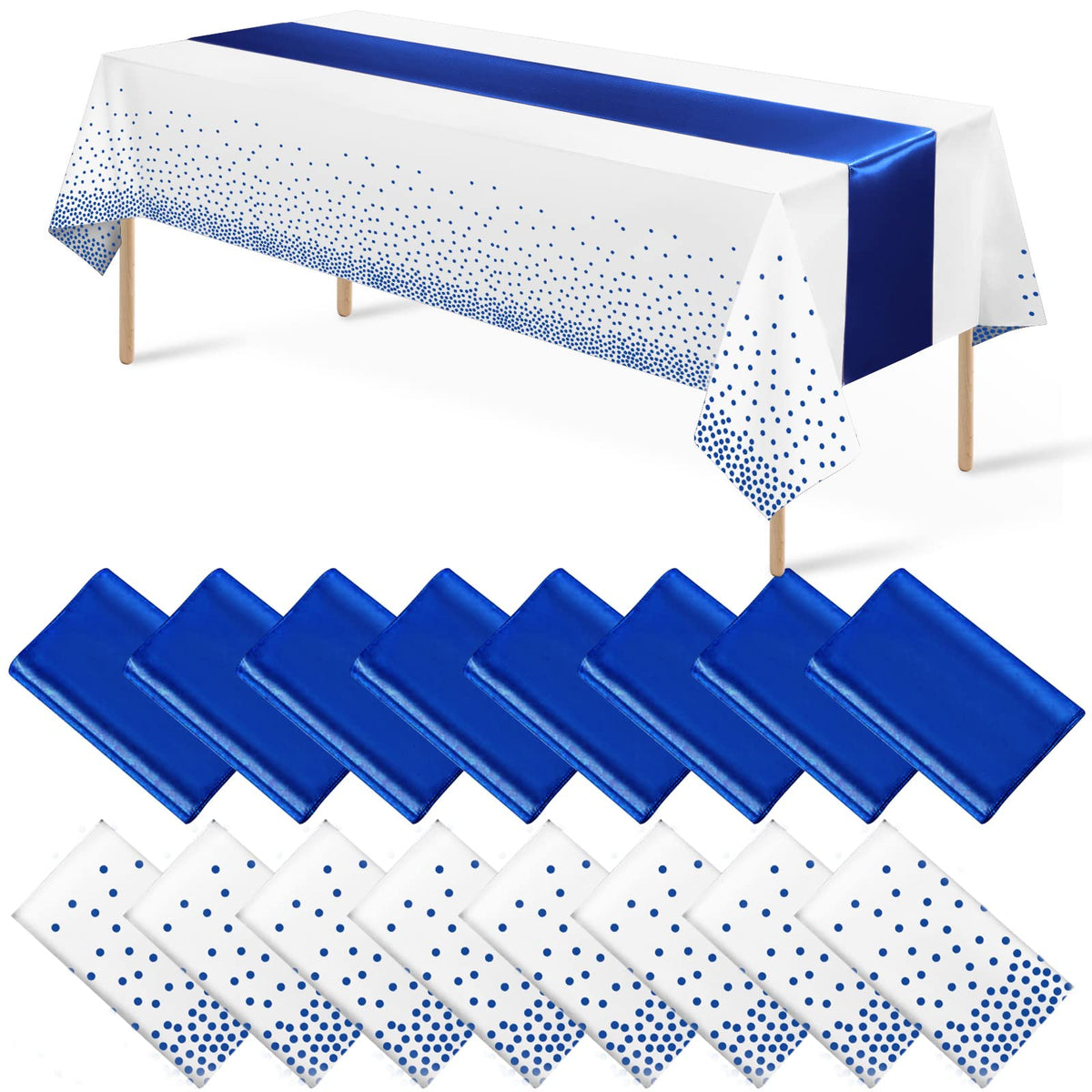 MASHAN white and blue dot tablecloth for festive wedding or party decor.