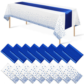 MASHAN white and blue dot tablecloth for festive wedding or party decor.