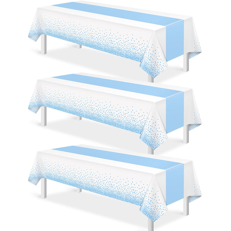 MASHAN white-blue tablecloth 137x274cm protecting tables while elevating decor