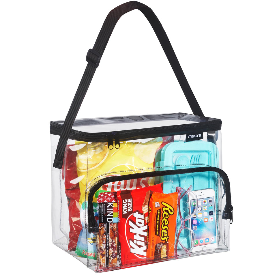 Masirs Clear Lunch Bag see-through panel for quick inspection and organization