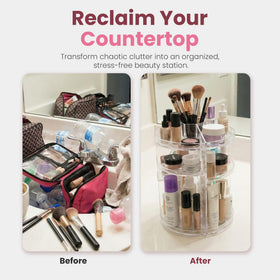 Masirs durable base provides stable support for heavy cosmetics on a counter.