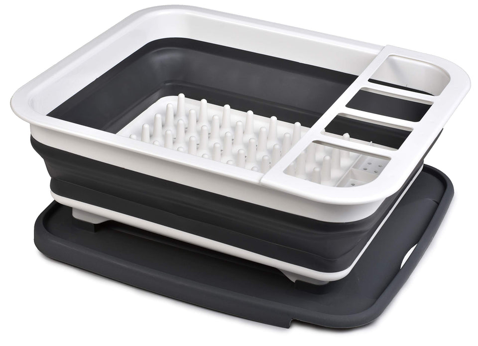 Masirs Pop-Up Drying Rack folded for space-saving under-sink storage.