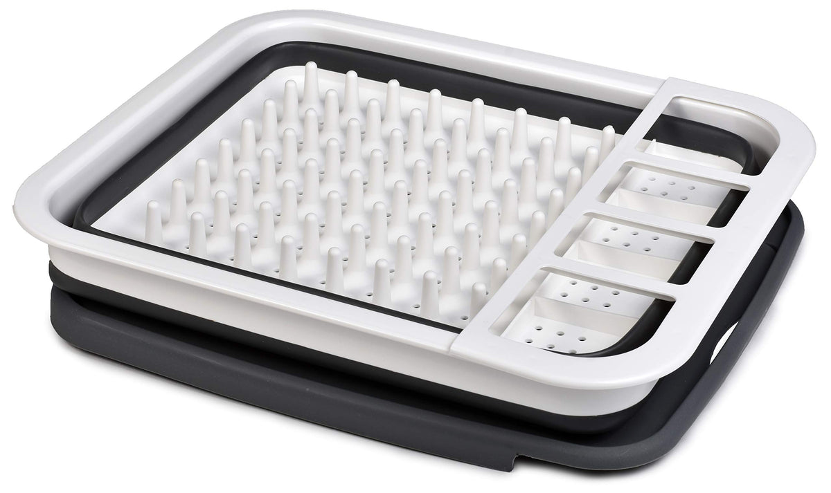 Masirs Pop-Up Drying Rack with four-section utensil drying area.