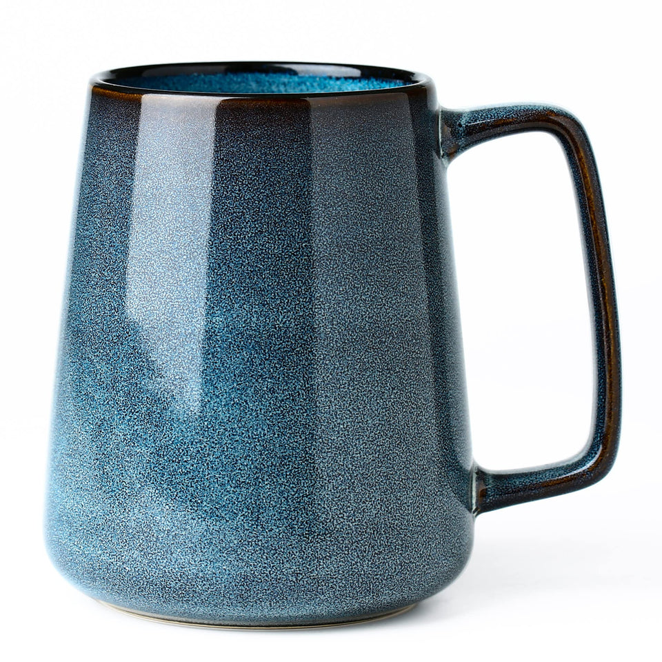 Masoline 24 oz blue mug, front view, ideal for large coffee servings.