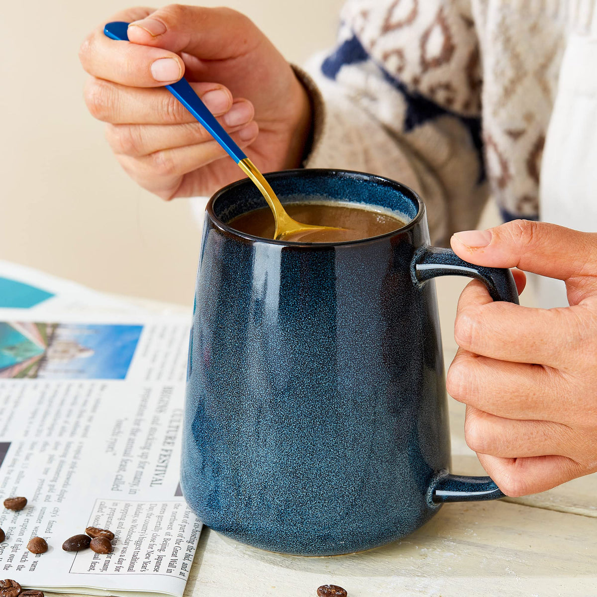 Masoline ceramic mug safe for microwave and dishwasher for daily use.