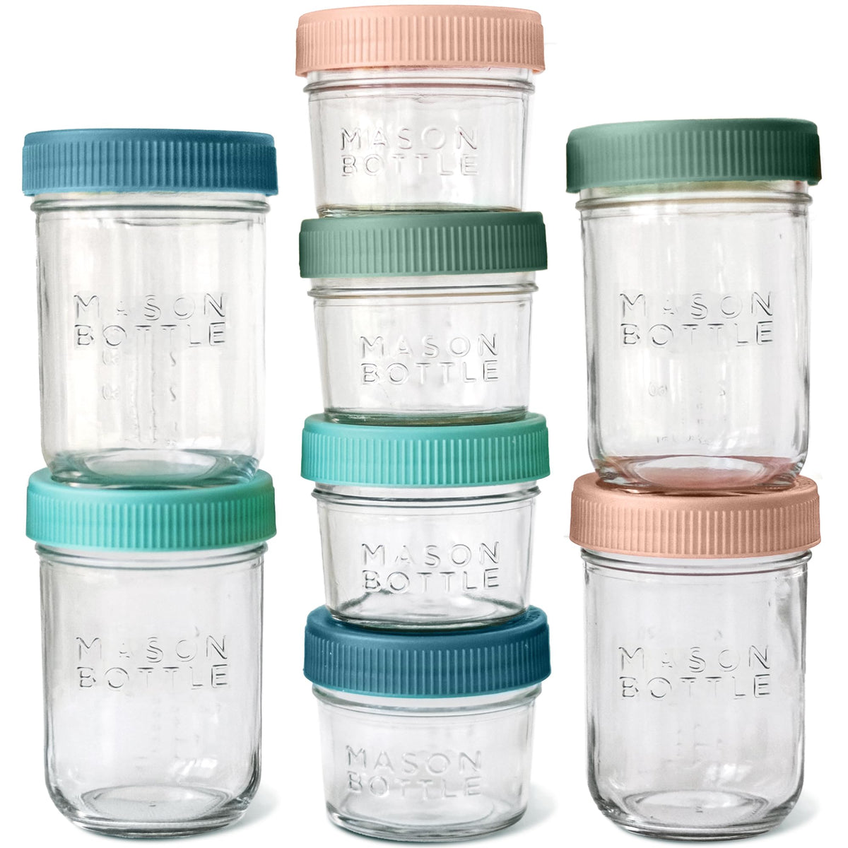 Mason Bottle breast-milk storage jar 4oz with eight-pack for compact portioning.
