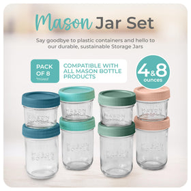 Mason Bottle breast-milk storage jar 8oz eight-pack for larger portions.