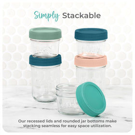 Mason Bottle embossed oz markings aid portion tracking.