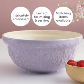 Mason Cash In the Meadow floral embossing on the bowl adds grip and beauty.