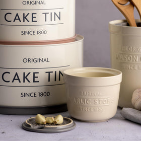 Mason Cash stoneware white and grey finish on display