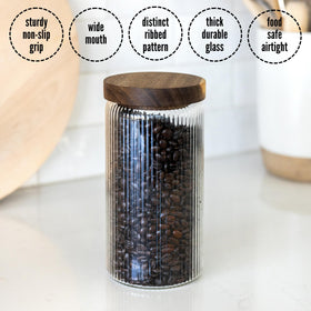 Mason & Fable decorative glass canisters on counter or shelf.