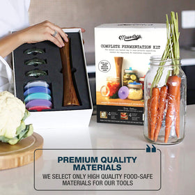 Masontops airlock lids vent gas while keeping oxygen out during fermentation.