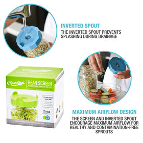 Masontops dishwasher-safe-bean-screens for easy cleaning after sprouting.