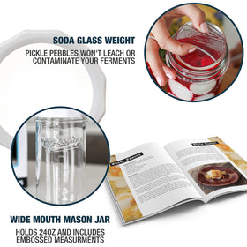 Masontops pickle pebble glass fermentation weight stabilizing vegetables for even brining
