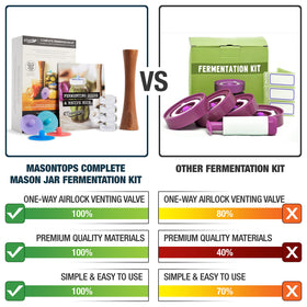 Masontops pickle pipe airlock tops keep gas venting while keeping air out.