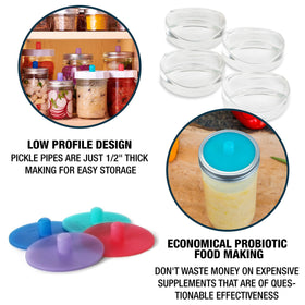 Masontops low-profile design saves shelf space during fermentation.
