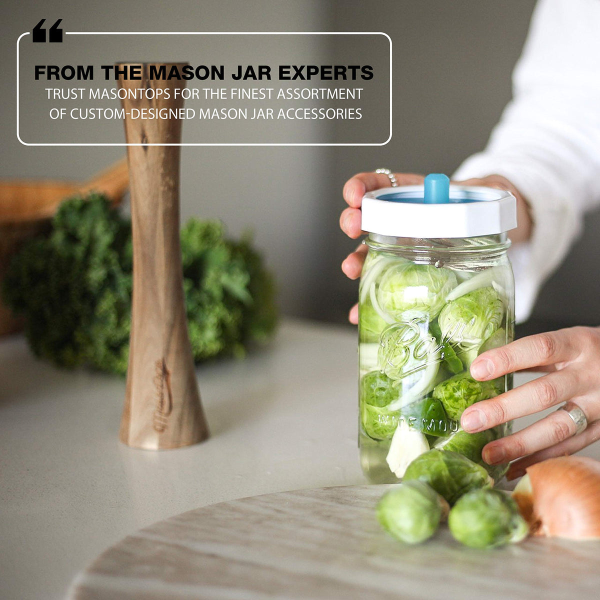 Masontops vegetable fermentation kit enables kraut, pickles, kimchi at home.
