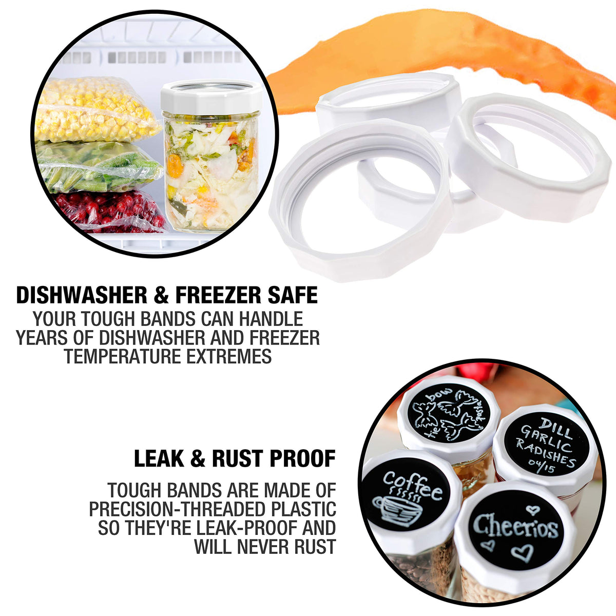 Masontops Tough Band easy-grip facets—effortless opening and closing.