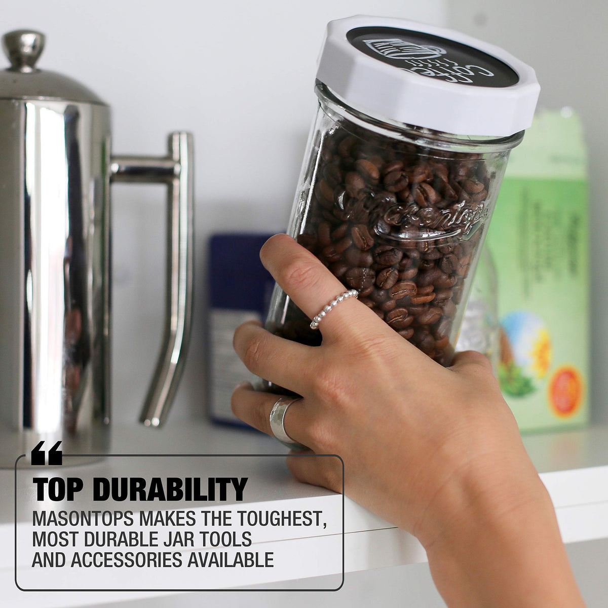 Masontops Tough Band freezer-safe—withstands cold storage without warping.