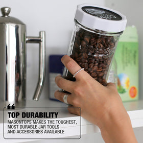 Masontops Tough Band freezer-safe—withstands cold storage without warping.