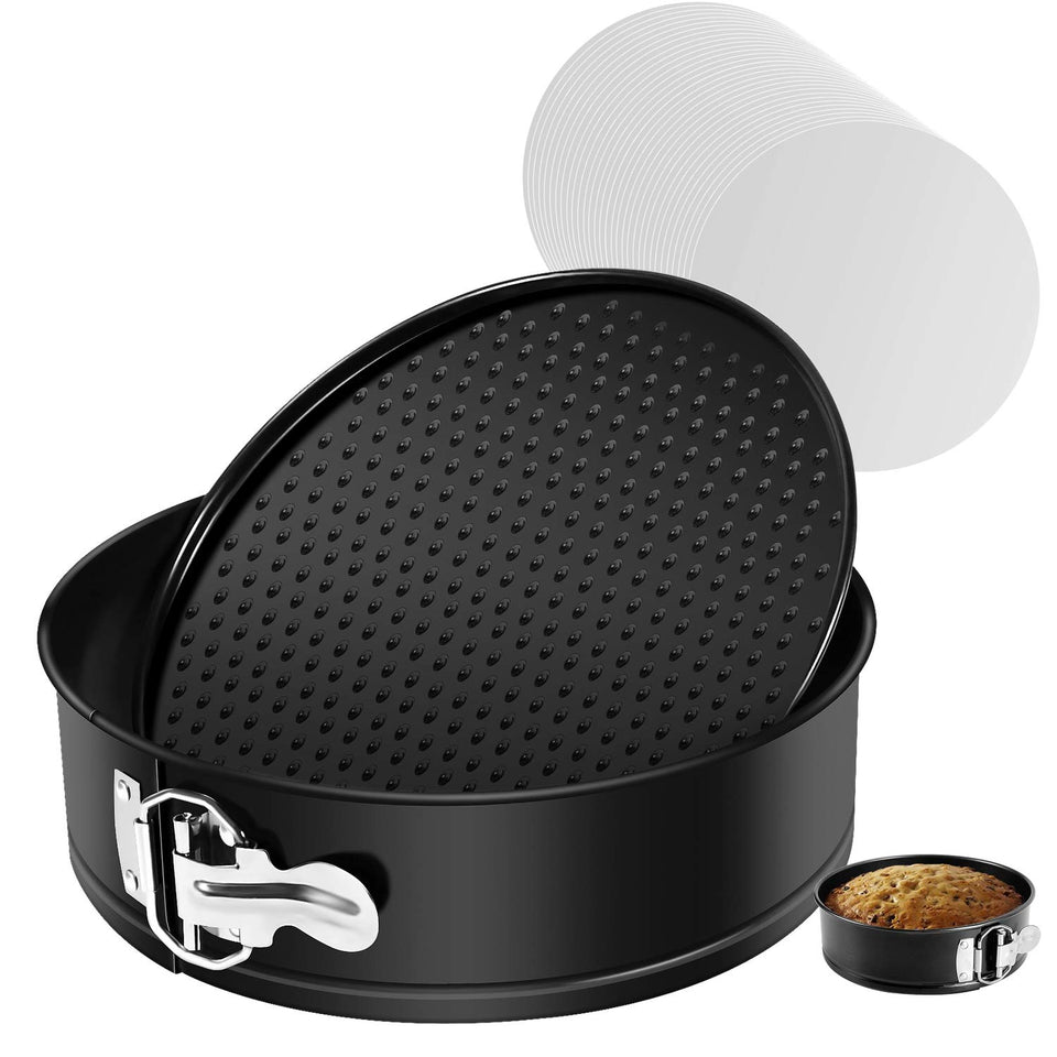 MASSUGAR 9 Inch Springform Pan with removable bottom for clean cheesecake release.