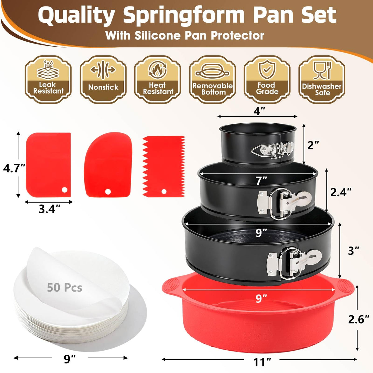 MASSUGAR cake scraper set helps smooth batter and clean pans