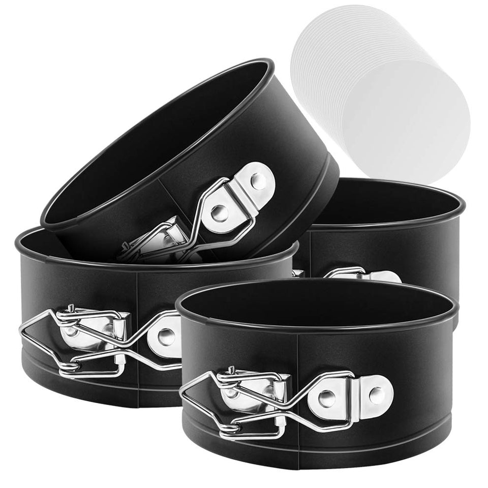 Massugar springform pan 4-pack with easy-release design for mini desserts.