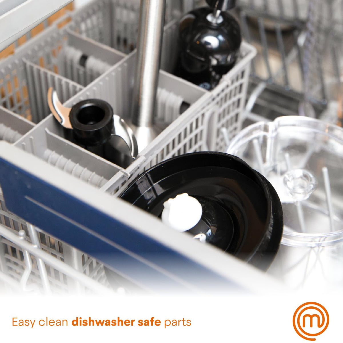 MasterChef easy-clean parts are dishwasher safe for quick cleanup.