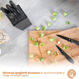 MasterChef carving knife demonstration with controlled slices and comfort grip.